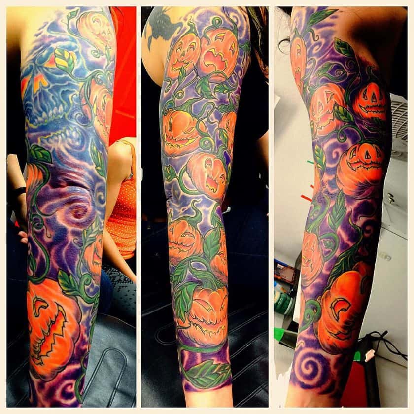 Pumpkin tattoo full sleeve